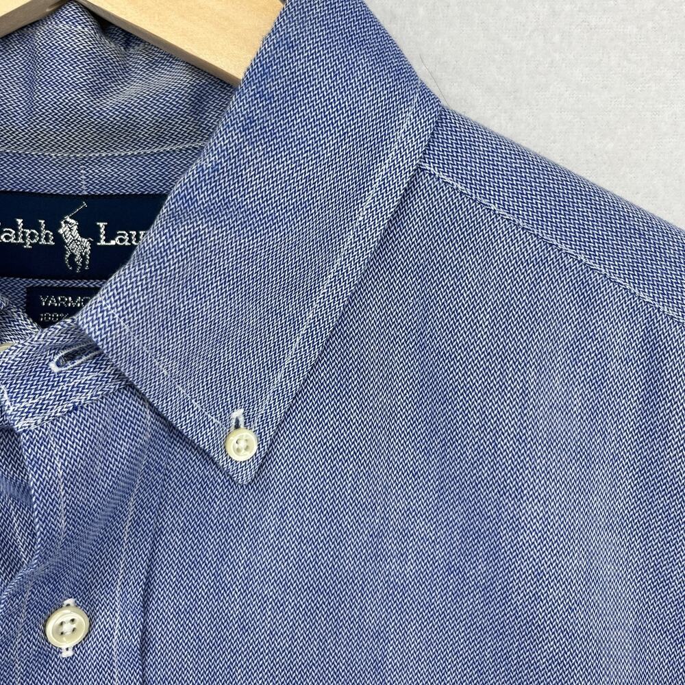 RALPH LAUREN Shirt Mens 15.5 33 Yarmouth Dress Button Down Cotton Blue - Picture 8 of 14